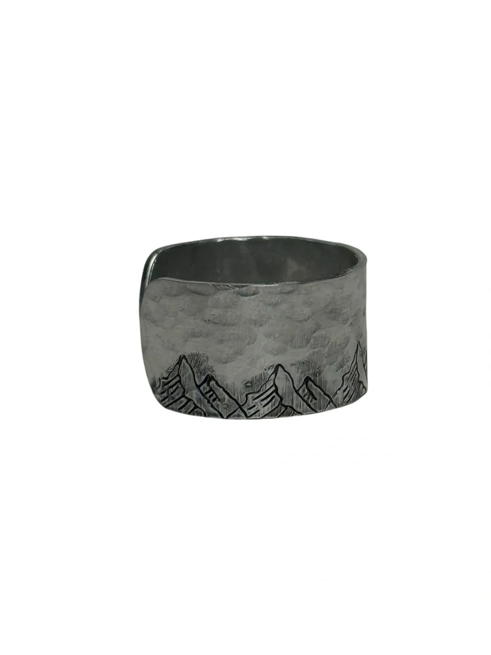 Handmade Mountain & Arrow hypoallergenic adjustable wide cuff ring